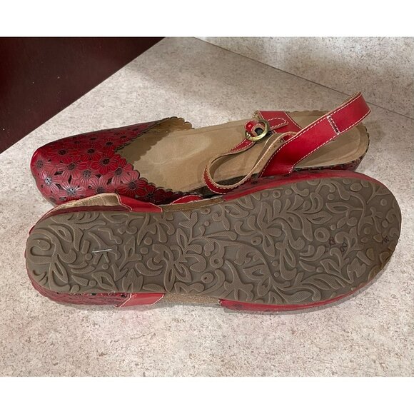 L’Artiste Spring Step Livvy Mary Jane - Leather Cutout Slingback Floral Red Size - Picture 5 of 8